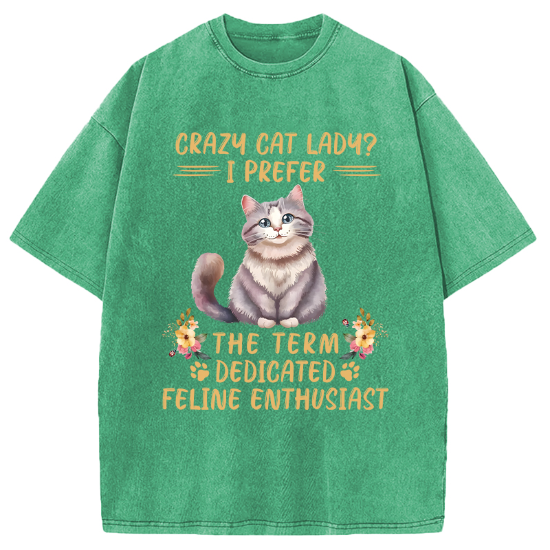 Modecanvas Funny Sarcastic Cat Lady DTG Printing Washed T-Shirt