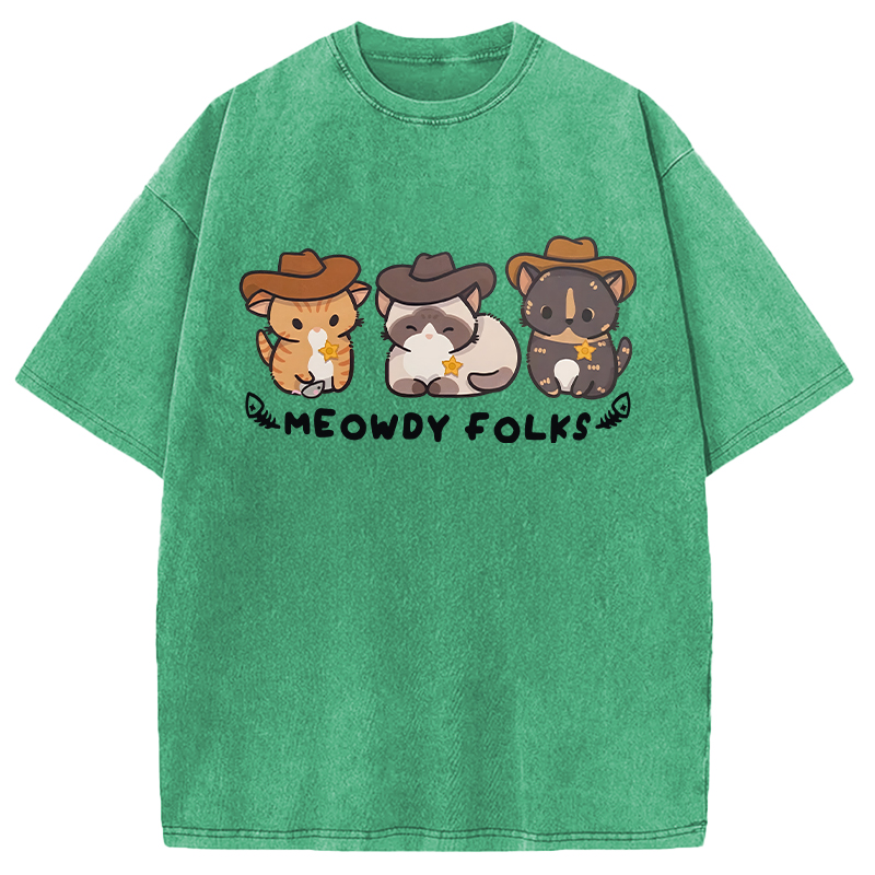 Modecanvas Meowdy Folks DTG Printing Washed T-Shirt