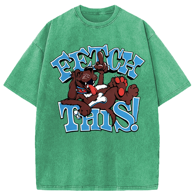 Modecanvas Vintage 90s Fetch Dog DTG Printing Washed T-Shirt