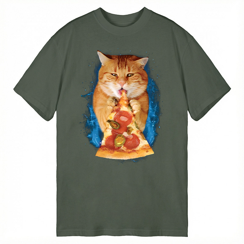 Modecanvas Pizza Cat DTG Printing Classic T-Shirt-modecanvas