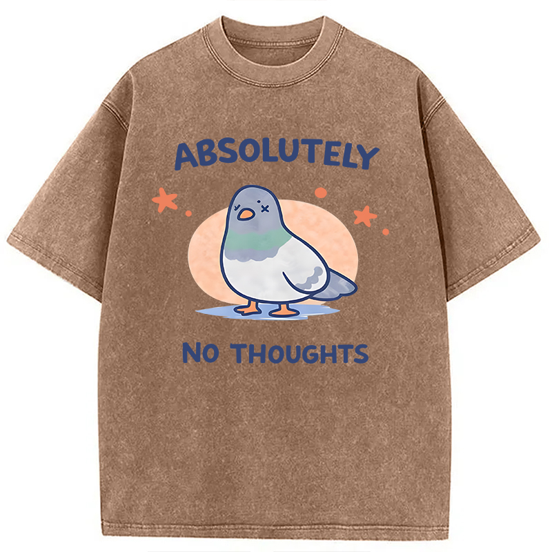 Modecanvas Absolutely No Thoughts DTG Printing Washed T-Shirt