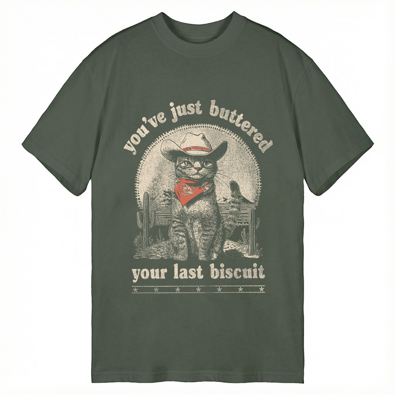 Modecanvas Western Cowboy Cat DTG Printing Classic T-Shirt-modecanvas