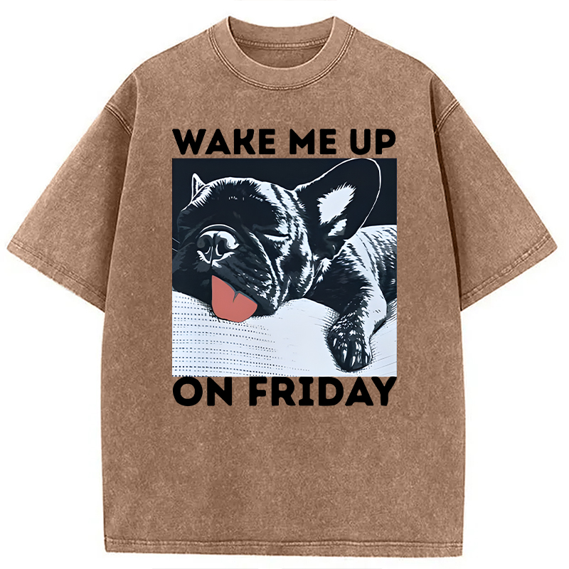 Modecanvas Wake Me Up On Friday DTG Printing Washed T-Shirt