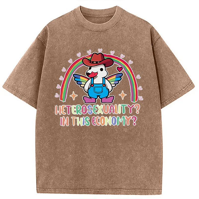 Modecanvas Duck Says No To Heteronormativity DTG Printing Washed T-Shirt