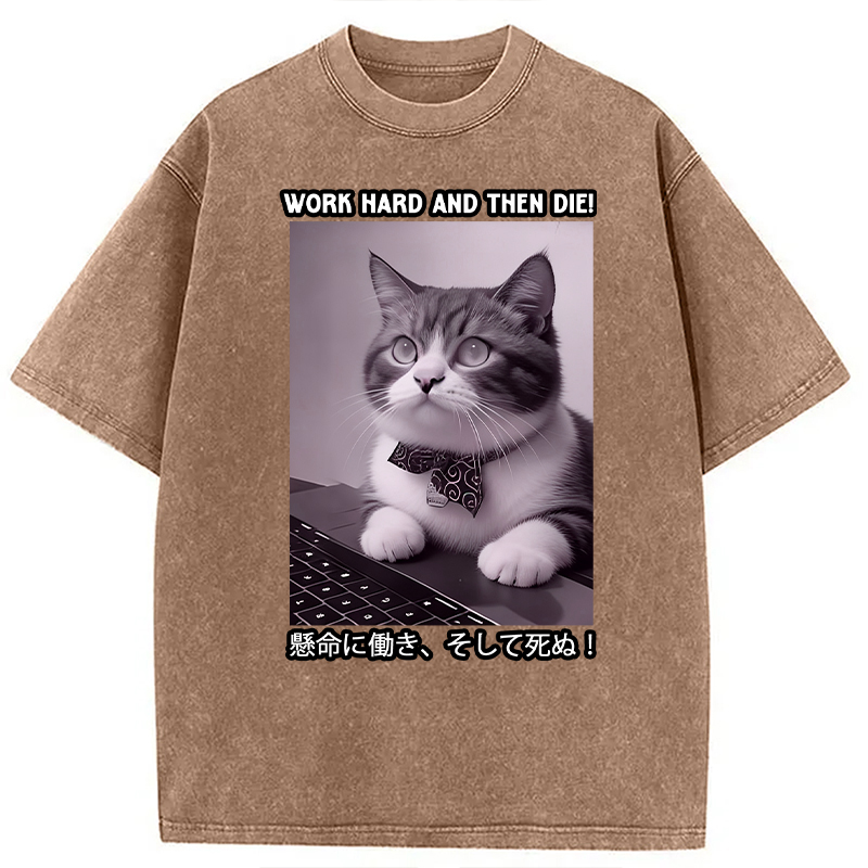 Modecanvas Work Hard And Then Die DTG Printing Washed T-Shirt