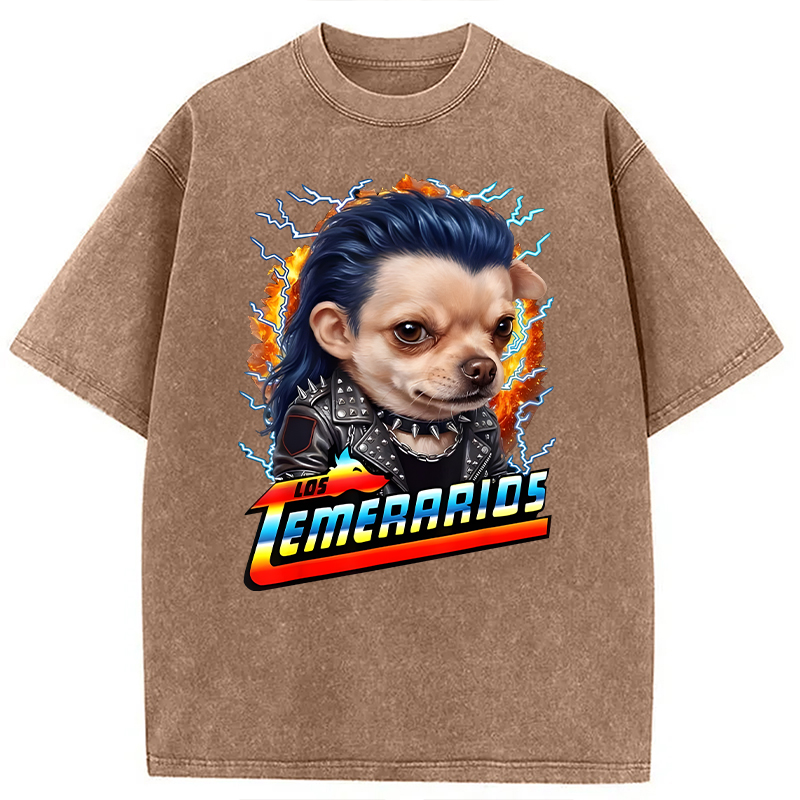 Modecanvas Los Temerarios Funny Dog Meme DTG Printing Washed T-Shirt
