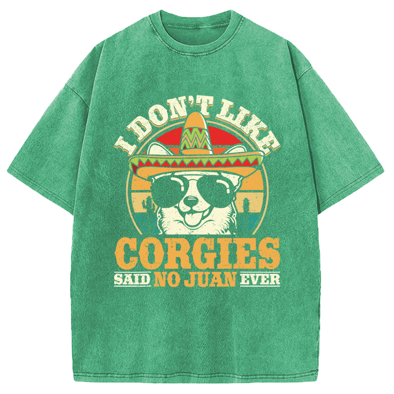 Modecanvas Mexican Corgi Dog DTG Printing Washed T-Shirt