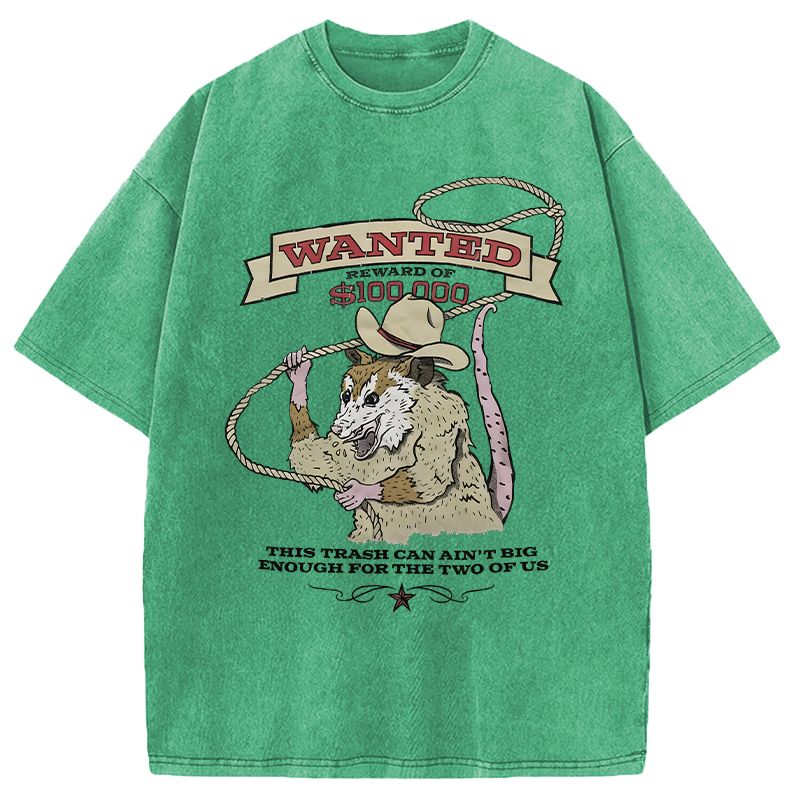 Modecanvas Wanted Cowboy Opossum DTG Printing Washed T-Shirt
