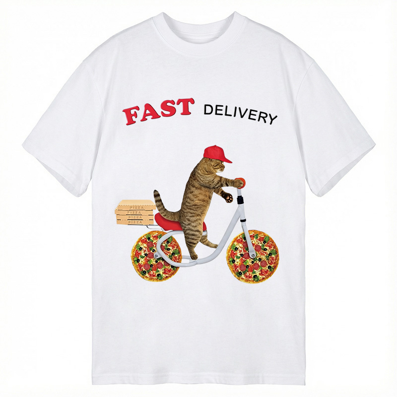 Modecanvas Cat Delivery Food DTG Printing Classic T-Shirt-modecanvas
