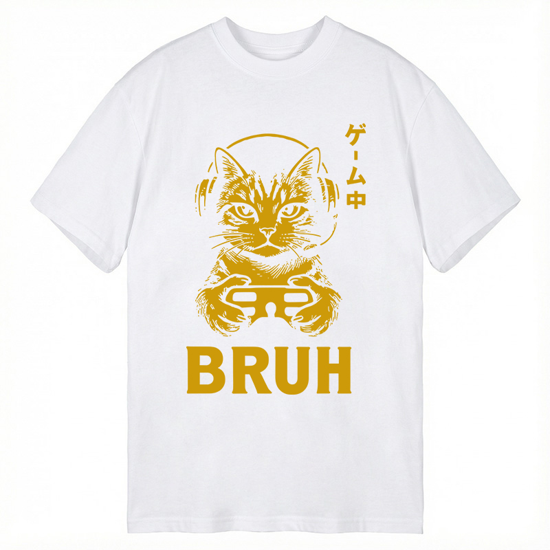 Modecanvas Bruh Gamer Cat DTG Printing Classic T-Shirt-modecanvas