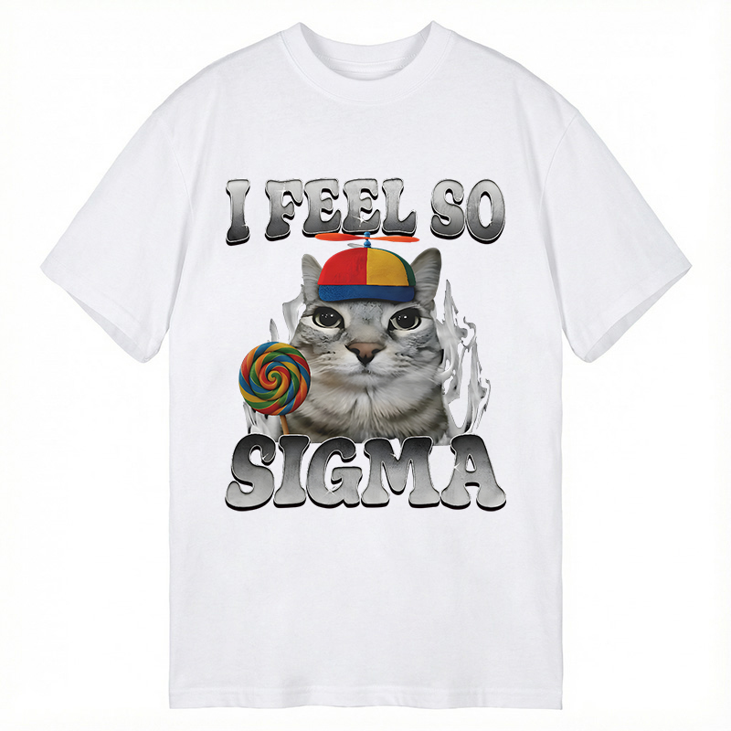 Modecanvas I Feel So Sigma Funny Cat Meme DTG Printing Classic T-Shirt-modecanvas