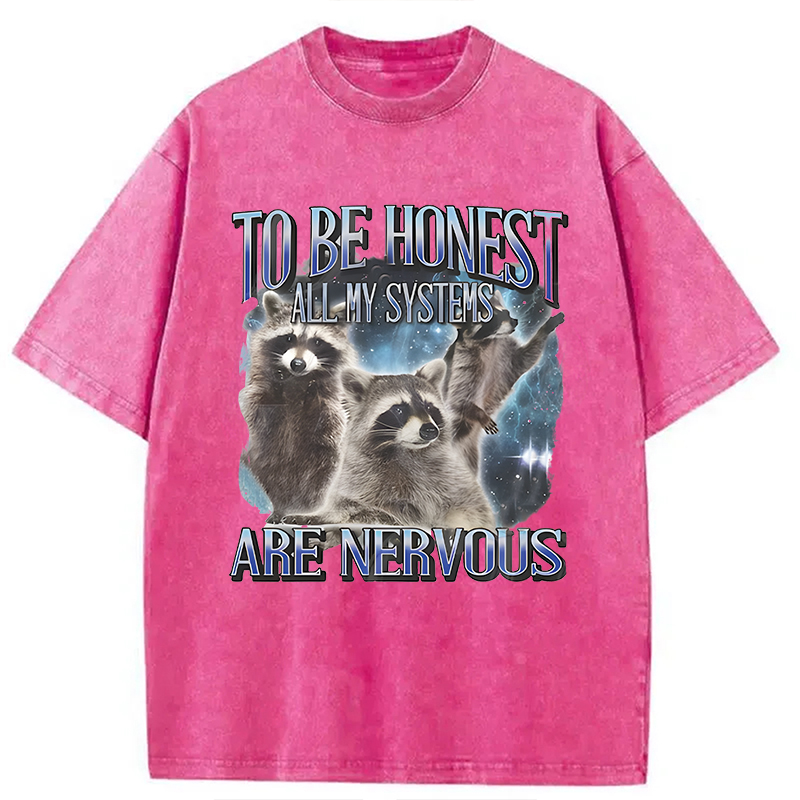 Modecanvas To Be Honest All My Systems Are Nervous DTG Printing Washed T-Shirt