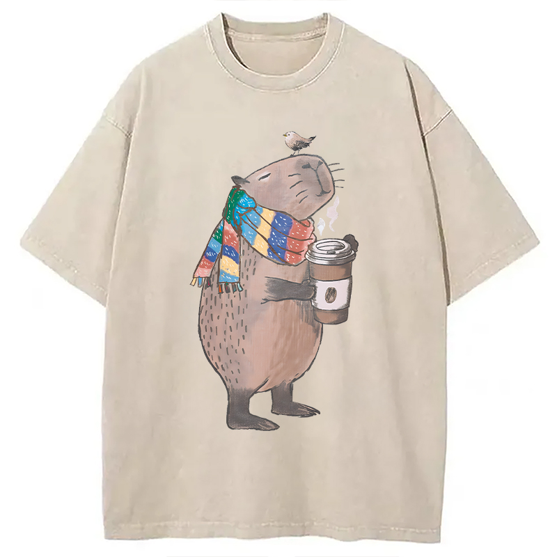 Modecanvas Coffeebara DTG Printing Washed T-Shirt