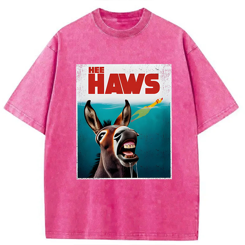 Modecanvas Funny Donkey And Rubber Chicken DTG Printing Washed T-Shirt