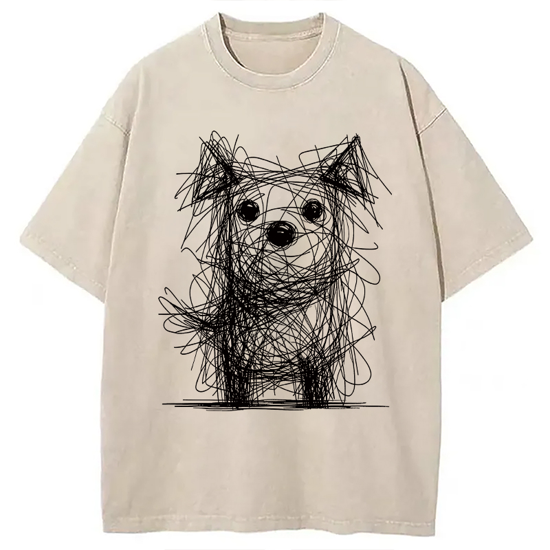 Modecanvas Scruffy Dog Chaos Art DTG Printing Washed T-Shirt