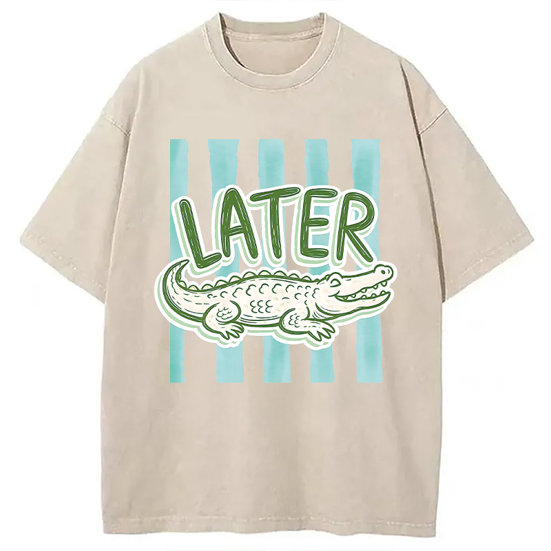 Modecanvas After While Crocodile DTG Printing Washed T-Shirt
