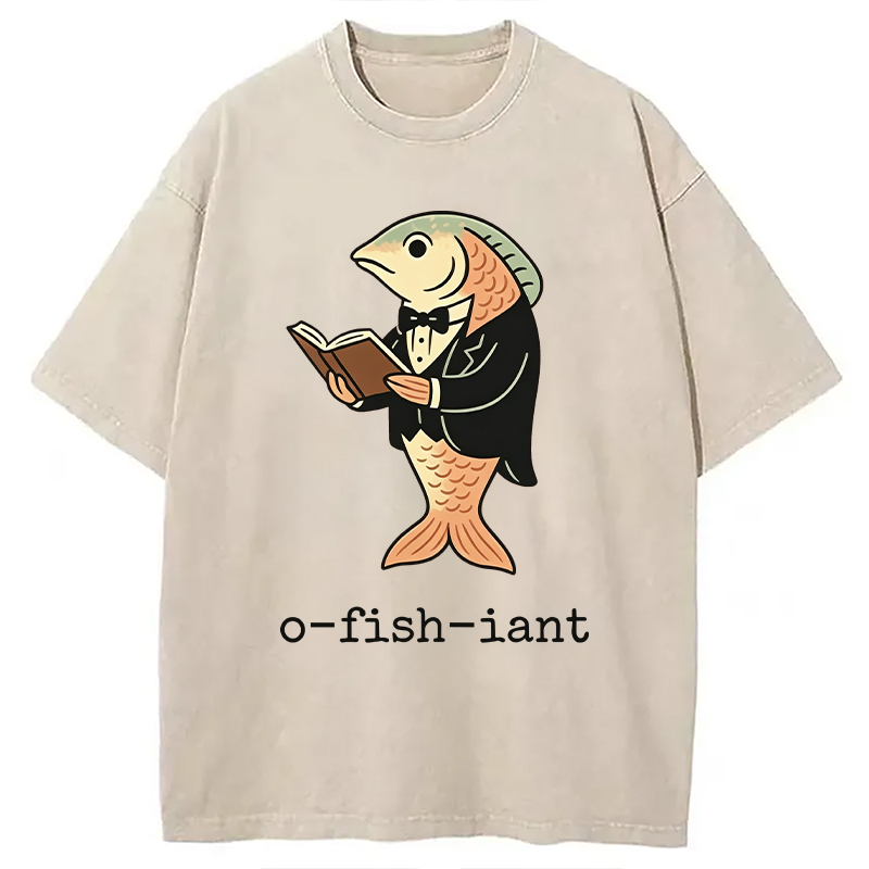 Modecanvas Fisherman O-fish-iant DTG Printing Washed T-Shirt