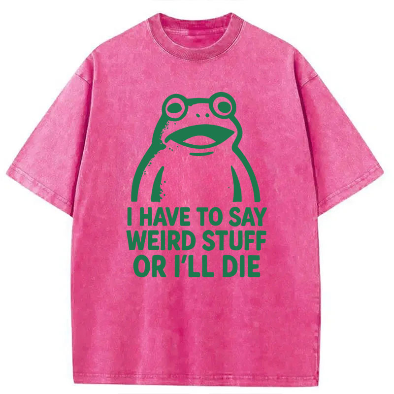Modecanvas Weird Frog Funny Meme DTG Printing Washed T-Shirt