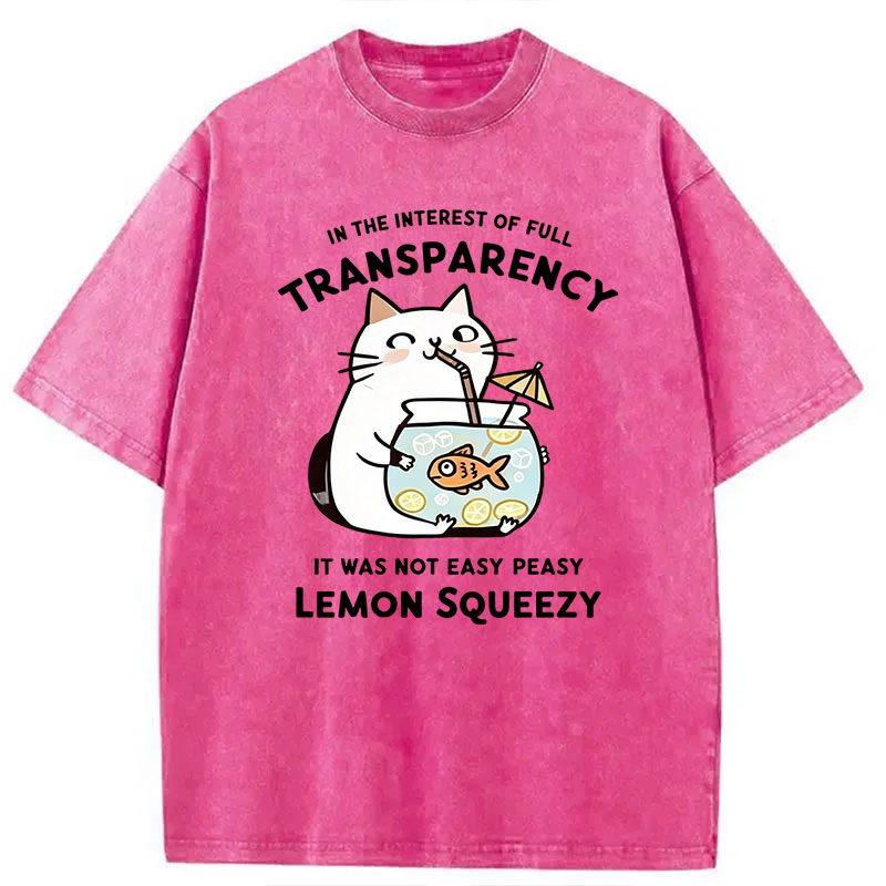 Modecanvas Cat Stealing Fishbowl Lemonade DTG Printing Washed T-Shirt