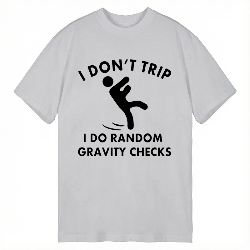 Modecanvas Random Gravity Checks Funny DTG Printing Classic T-Shirt-modecanvas