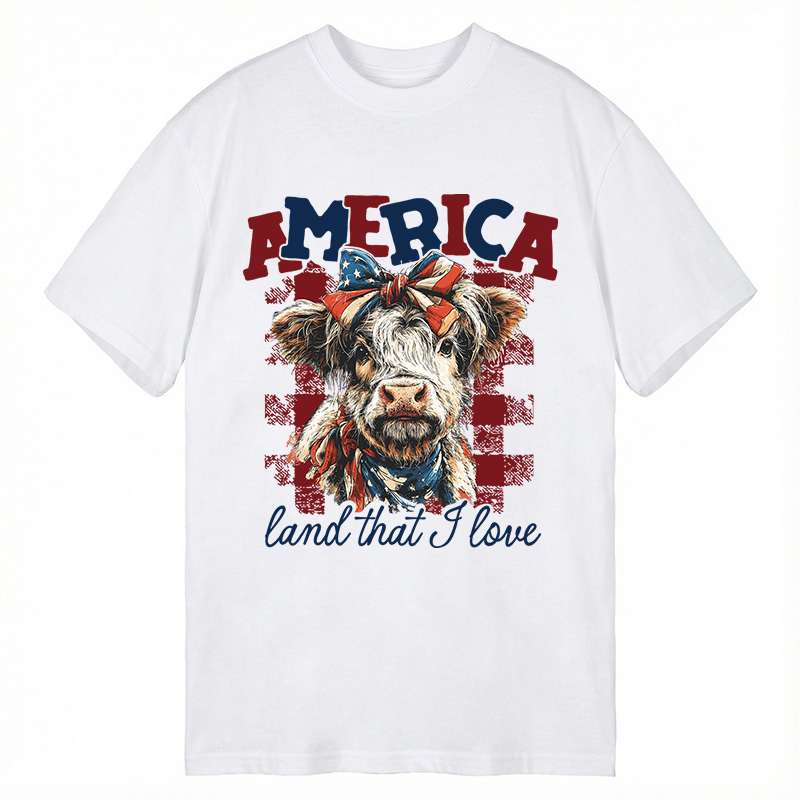 Modecanvas America Cow DTG Printing Classic T-Shirt-modecanvas