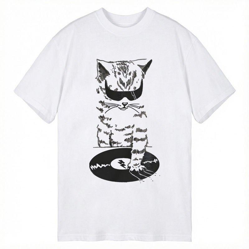 Modecanvas DJ Cat DTG Printing Classic T-Shirt-modecanvas