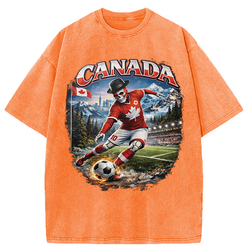 Modecanvas Canada Soccer Vintage DTG Printing Washed T-Shirt