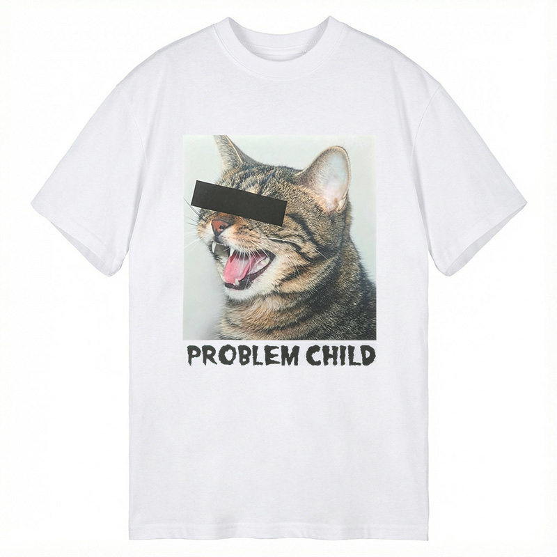 Modecanvas Problem Child Cat DTG Printing Classic T-Shirt-modecanvas