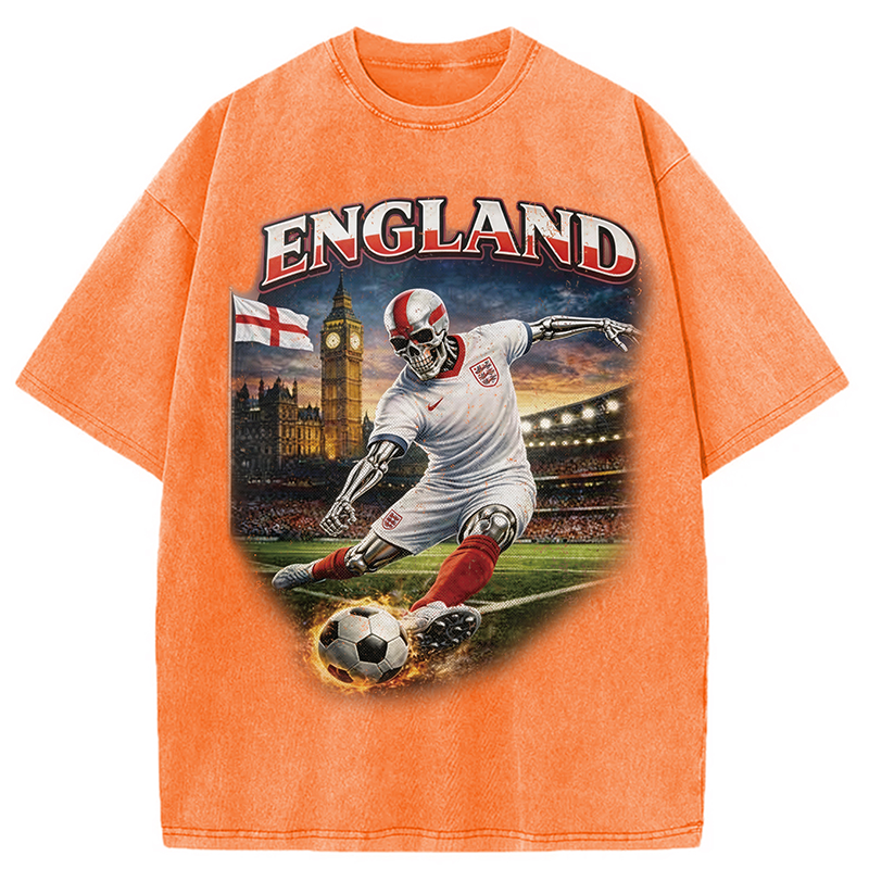 Modecanvas England Soccer DTG Printing Washed T-Shirt