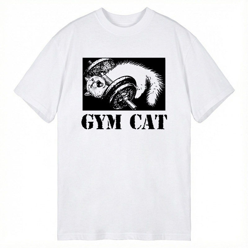 Modecanvas Cat Pumping Iron At The Gym DTG Printing Classic T-Shirt-modecanvas