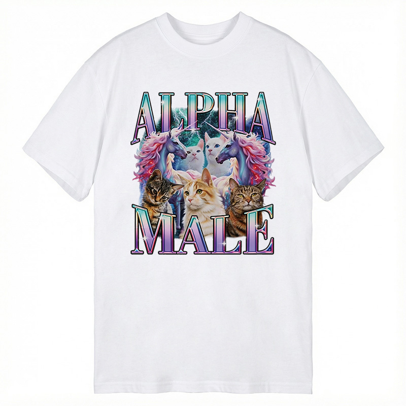 Modecanvas Alpha Male Unicorn Cat DTG Printing Classic T-Shirt-modecanvas