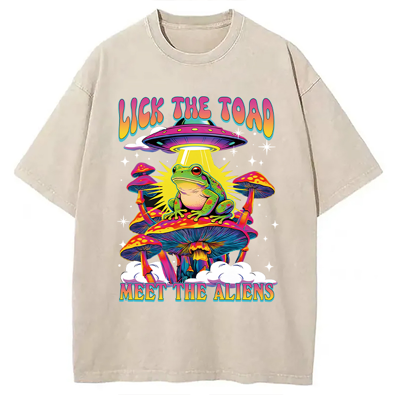 Modecanvas Lick The Toad DTG Printing Washed T-Shirt
