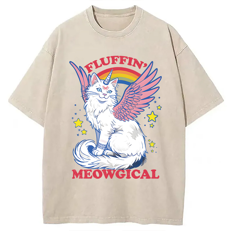 Modecanvas Fluffin Meowgical DTG Printing Washed T-Shirt