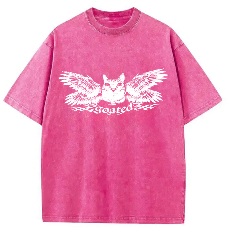 Modecanvas Grunge Kitten DTG Printing Washed T-Shirt