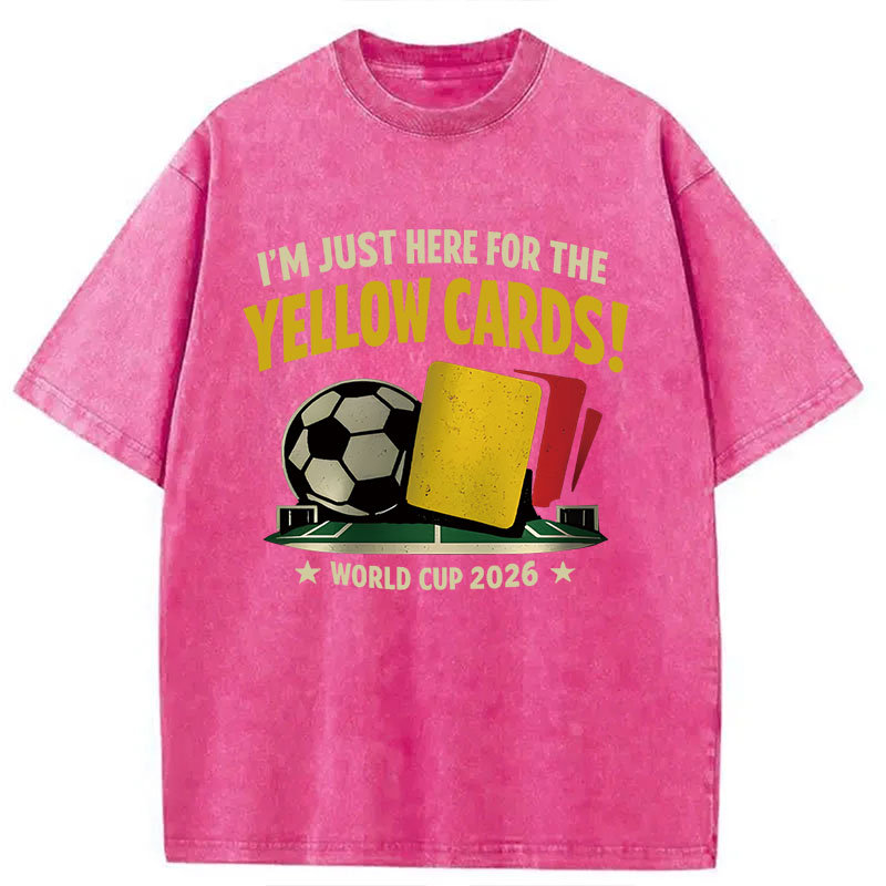 Modecanvas Funny Yellow Card Soccer DTG Printing Washed T-Shirt