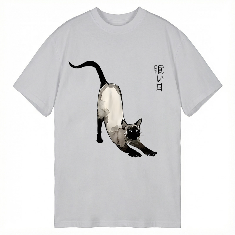 Modecanvas Japanese Siamese Cat DTG Printing Classic T-Shirt-modecanvas