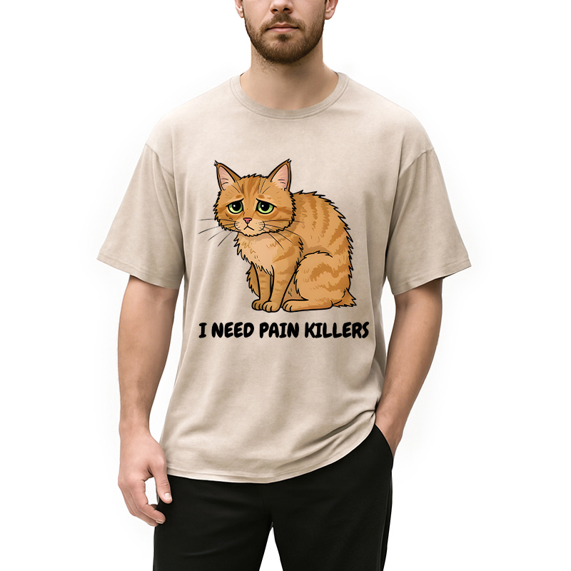 Modecanvas I Need Pain Killers Meme DTG Printing Washed T-Shirt