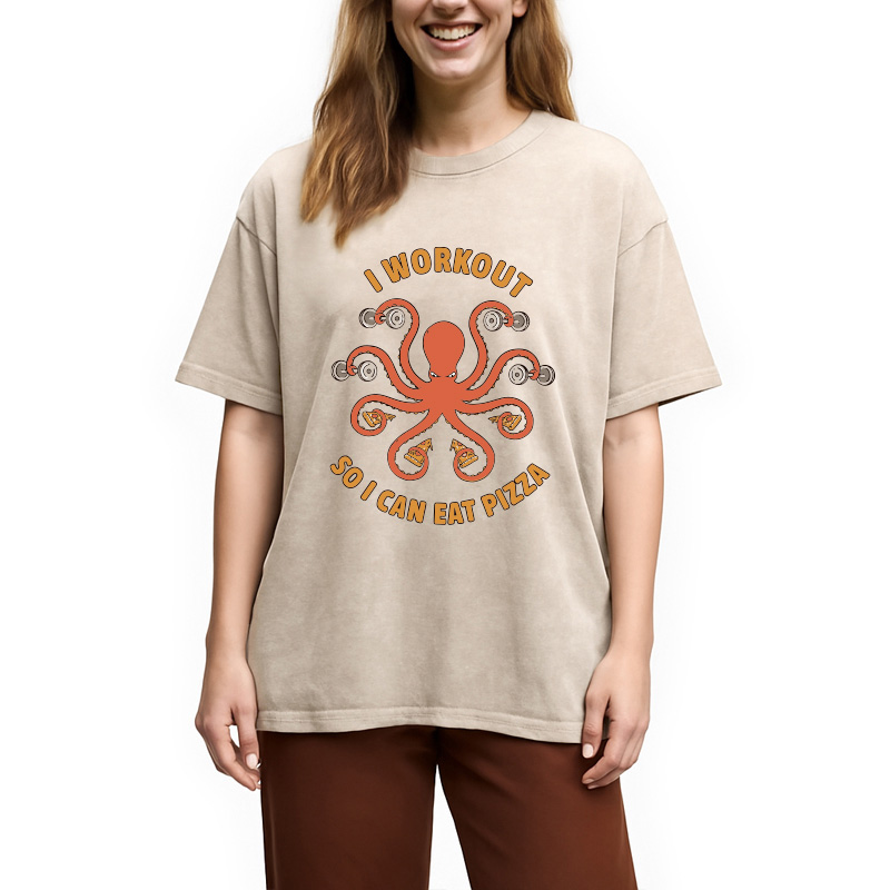 Modecanvas Octopus Exercising Washed T-Shirt
