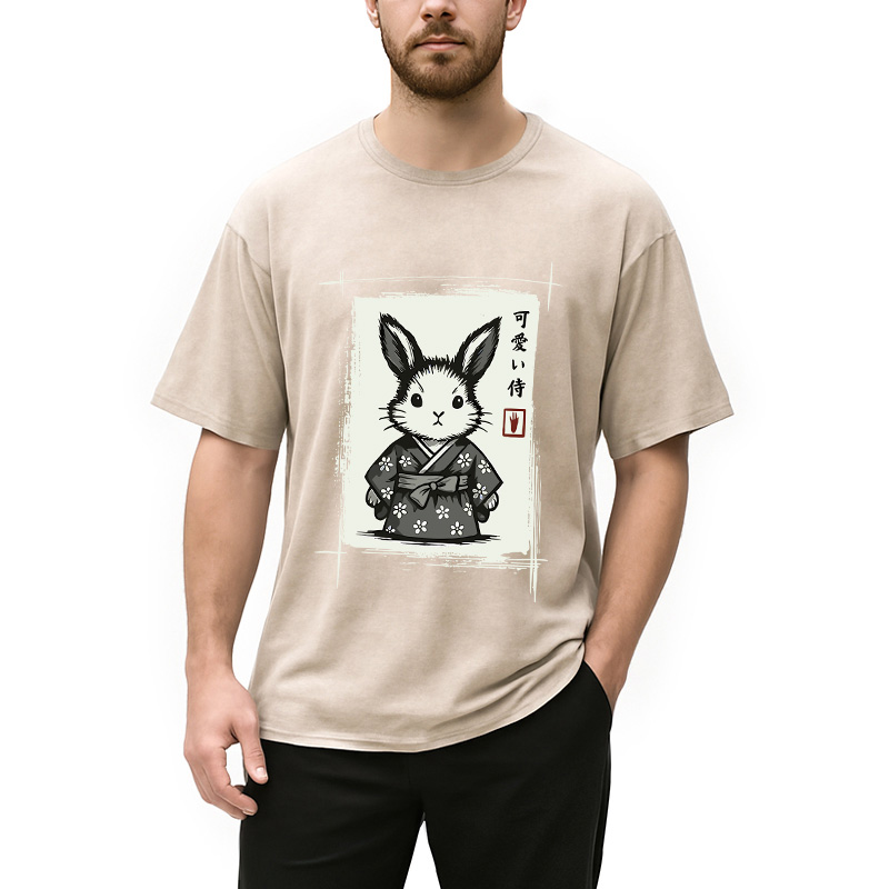 Modecanvas Woodcut Bunny Washed T-Shirt