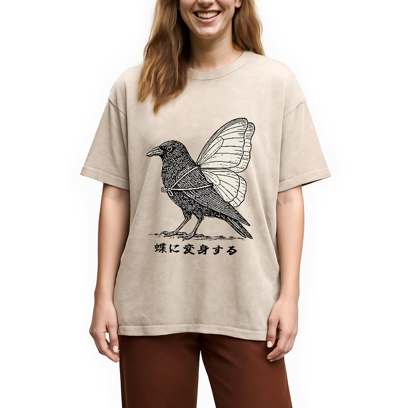 Modecanvas Pretend To Be A Butterfly Washed T-Shirt