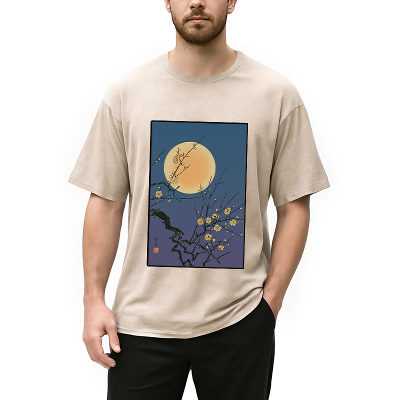 Modecanvas Vintage Moon Painting Washed T-Shirt