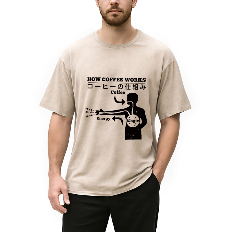 Modecanvas How Coffee Works Washed T-Shirt