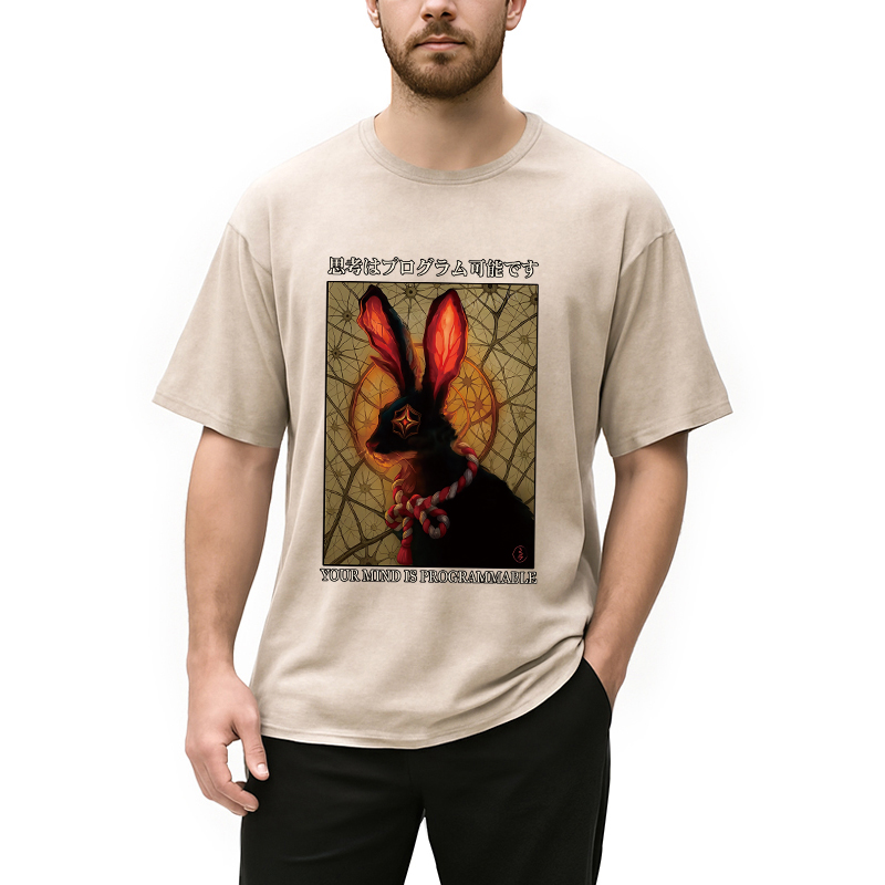 Modecanvas Funny Mind Is Programmable Rabbit Washed T-Shirt