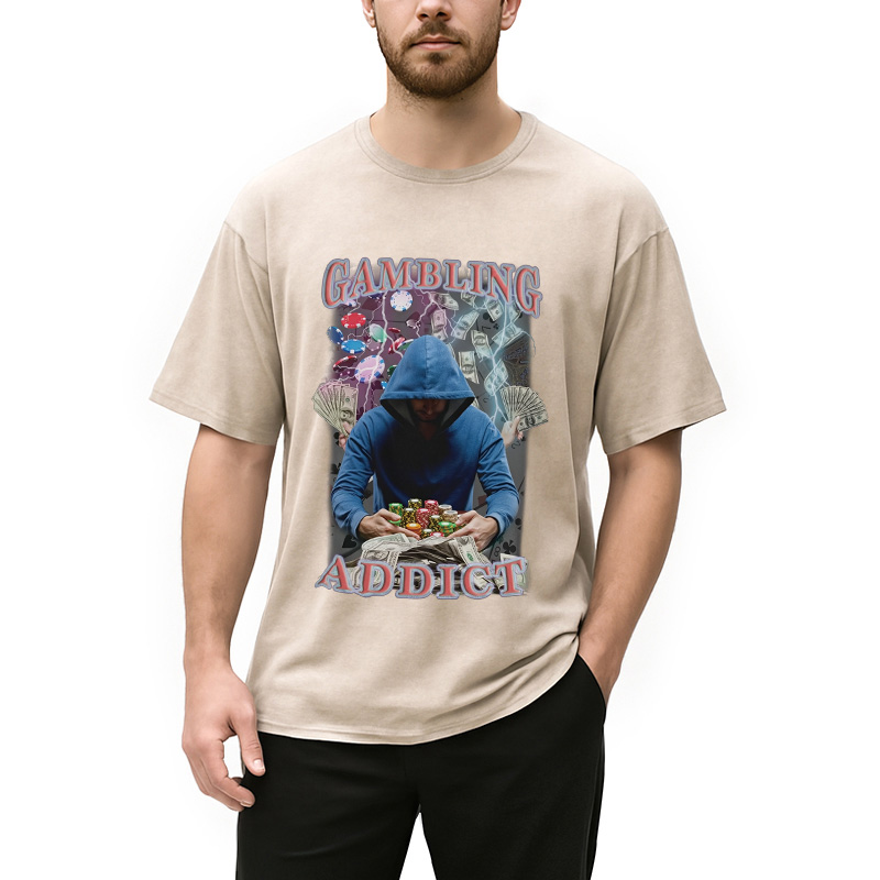 Modecanvas Gambling Addict Washed T-Shirt