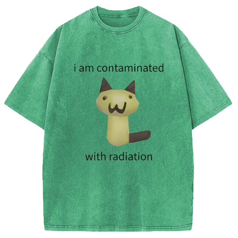 Modecanvas Radioactive Cat Meme DTG Printing Washed T-Shirt
