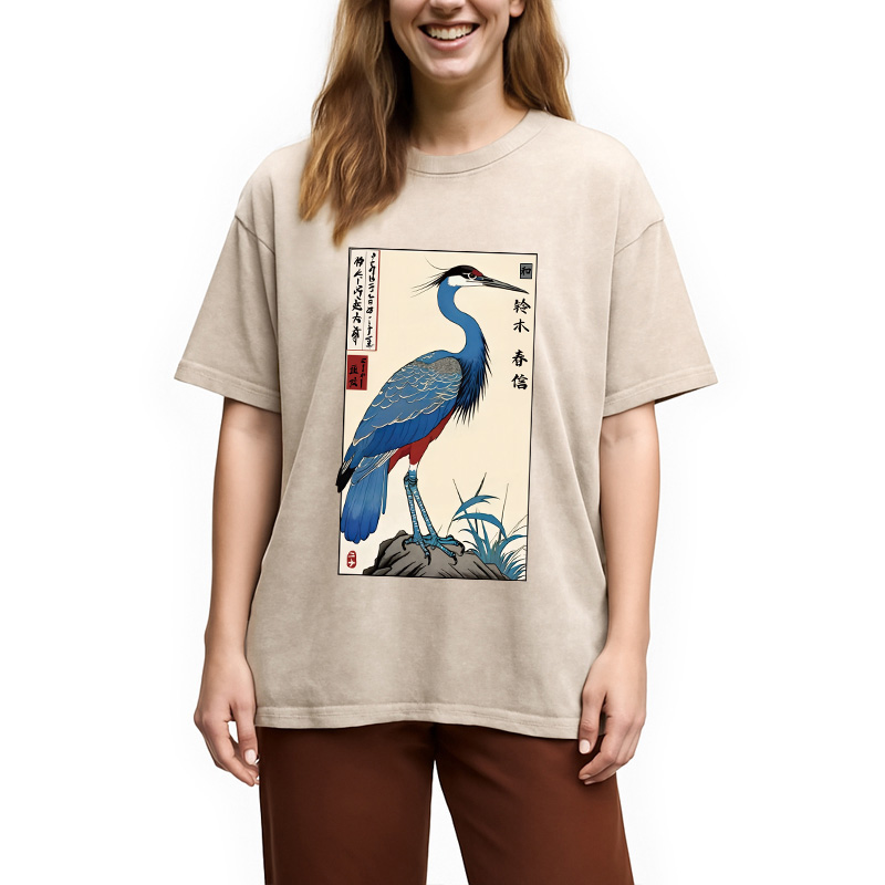 Modecanvas Colorful Crane Washed T-Shirt