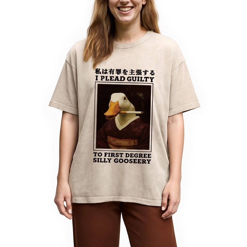 Modecanvas Silly Goose Smoking Funny Washed T-Shirt