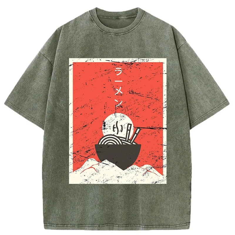 Modecanvas Vintage Japanese Anime Ramen Washed T-Shirt
