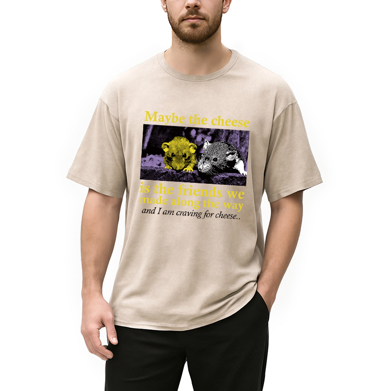 Modecanvas Maybe The Cheese Rat Washed T-Shirt