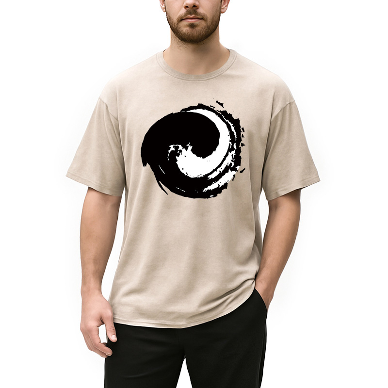 Modecanvas Yin and Yang Symbol Washed T-Shirt